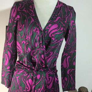 Trina Turk Swirl Pattern Mini Dress in Pink and Green